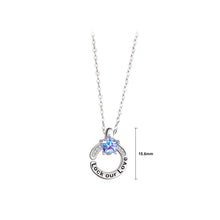 Load image into Gallery viewer, 925 Sterling Silver Simple Romantic Couple Star Geometric Circle Pendant with Cubic Zirconia and Necklace