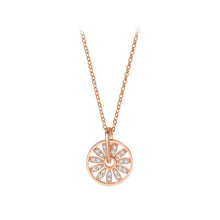Load image into Gallery viewer, 925 Sterling Silver Plated Rose Gold Fashion Temperament Sunflower Geometric Pendant with Cubic Zirconia and Necklace
