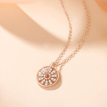 Load image into Gallery viewer, 925 Sterling Silver Plated Rose Gold Fashion Temperament Sunflower Geometric Pendant with Cubic Zirconia and Necklace