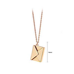 925 Sterling Silver Plated Rose Gold Simple Romantic Love Letter Envelope Pendant with Necklace