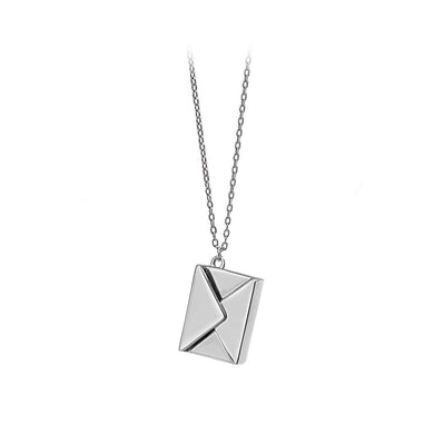 925 Sterling Silver Simple Romantic Love Letter Envelope Pendant with Necklace