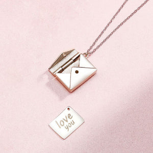 925 Sterling Silver Simple Romantic Love Letter Envelope Pendant with Necklace
