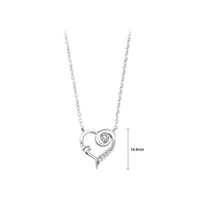 Load image into Gallery viewer, 925 Sterling Silver Creative Romantic Sea Wave Hollow Heart Pendant with Cubic Zirconia and Necklace