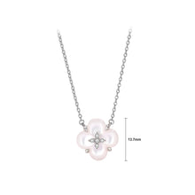 Load image into Gallery viewer, 925 Sterling Silver Fashion Simple Four-leafed Clover Mother-of-Pearl Pendant with Cubic Zirconia and Necklace
