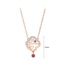 Load image into Gallery viewer, 925 Sterling Silver Plated Rose Gold Fashion Vintage Window Butterfly Pendant with Cubic Zirconia and Necklace