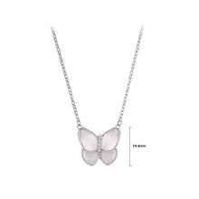 Load image into Gallery viewer, 925 Sterling Silver Fashion Temperament Butterfly Mother-of-pearl Pendant with Cubic Zirconia and Necklace
