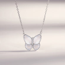 Load image into Gallery viewer, 925 Sterling Silver Fashion Temperament Butterfly Mother-of-pearl Pendant with Cubic Zirconia and Necklace