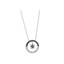 Load image into Gallery viewer, 925 Sterling Silver Fashion Simple Star Geometric Circle Couple Pendant with Black Cubic Zirconia and Necklace