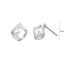 Load image into Gallery viewer, 925 Sterling Silver Fashion Simple Ribbon Geometric Stud Earrings with Cubic Zirconia