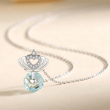 Load image into Gallery viewer, 925 Sterling Silver Fashion Temperament Crown Pendant with Blue Cubic Zirconia and Necklace