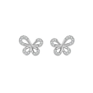 925 Sterling Silver Simple Butterfly Stud Earrings with Cubic Zirconia