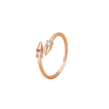 Load image into Gallery viewer, 925 Sterling Silver Plated Rose Gold Simple Personality Arrow Geometric Adjustable Open Ring with Cubic Zirconia