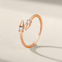 Load image into Gallery viewer, 925 Sterling Silver Plated Rose Gold Simple Personality Arrow Geometric Adjustable Open Ring with Cubic Zirconia