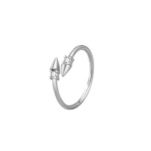 Load image into Gallery viewer, 925 Sterling Silver Simple Personality Arrow Geometric Adjustable Open Ring with Cubic Zirconia