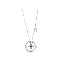Load image into Gallery viewer, 925 Sterling Silver Fashion Temperament Cross Hollow Circle Pendant with Cubic Zirconia and Necklace