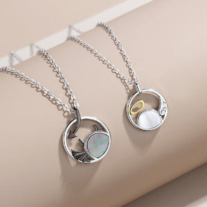 925 Sterling Silver Fashion Personality Angel Hollow Geometric Couple Pendant with Necklace