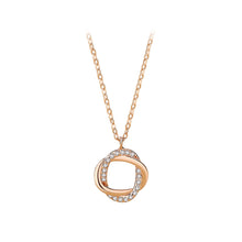 Load image into Gallery viewer, 925 Sterling Silver Plated Rose Gold Fashion Simple Cross Double Ring Pendant with Cubic Zirconia and Necklace