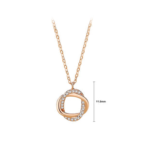 925 Sterling Silver Plated Rose Gold Fashion Simple Cross Double Ring Pendant with Cubic Zirconia and Necklace