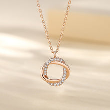 Load image into Gallery viewer, 925 Sterling Silver Plated Rose Gold Fashion Simple Cross Double Ring Pendant with Cubic Zirconia and Necklace
