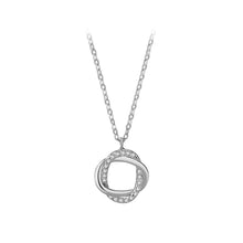 Load image into Gallery viewer, 925 Sterling Silver Fashion Simple Cross Double Ring Pendant with Cubic Zirconia and Necklace