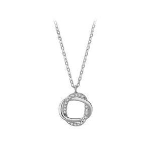 925 Sterling Silver Fashion Simple Cross Double Ring Pendant with Cubic Zirconia and Necklace