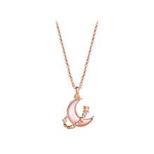 Load image into Gallery viewer, 925 Sterling Silver Plated Rose Gold Fashion Temperament Moon Mother-of-pearl Star Pendant with Cubic Zirconia and Necklace