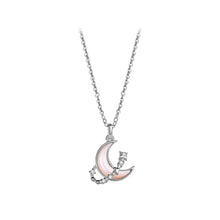 Load image into Gallery viewer, 925 Sterling Silver Fashion Temperament Moon Mother-of-pearl Star Pendant with Cubic Zirconia and Necklace