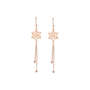 925 Sterling Silver Plated Rose Gold Fashion Elegant Snowflake Tassel Earrings