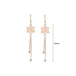925 Sterling Silver Plated Rose Gold Fashion Elegant Snowflake Tassel Earrings