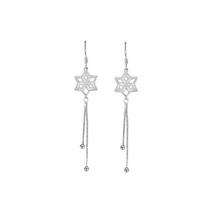 925 Sterling Silver Fashion Elegant Snowflake Tassel Earrings