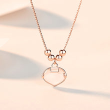 Load image into Gallery viewer, 925 Sterling Silver Plated Rose Gold Fashion Simple Ruyi Lock Cats Eye Pendant with Necklace