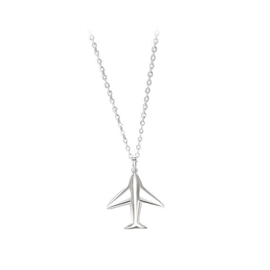 925 Sterling Silver Simple Fashion Airplane Couple Pendant with Necklace For Men