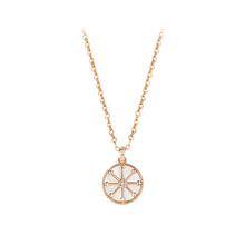Load image into Gallery viewer, 925 Sterling Silver Plated Rose Gold Fashion Creative Compass Geometric Round Mother-of-Pearl Pendant with Cubic Zirconia and Necklace