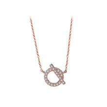 Load image into Gallery viewer, 925 Sterling Silver Plated Rose Gold Fashion Character Alphabet Q Pendant with Cubic Zirconia and Necklace