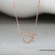 Load image into Gallery viewer, 925 Sterling Silver Plated Rose Gold Fashion Character Alphabet Q Pendant with Cubic Zirconia and Necklace