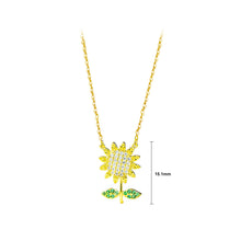 Load image into Gallery viewer, 925 Sterling Silver Plated Gold Fashion Temperament Sunflower Pendant with Cubic Zirconia and Necklace