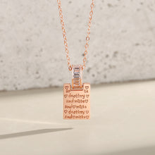 Load image into Gallery viewer, 925 Sterling Silver Plated Rose Gold Simple Fashion English Alphabet Geometric Square Pendant with Cubic Zirconia and Necklace