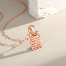 Load image into Gallery viewer, 925 Sterling Silver Plated Rose Gold Simple Fashion English Alphabet Geometric Square Pendant with Cubic Zirconia and Necklace