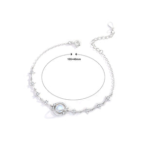 925 Sterling Silver Fashion Simple Planet Moonstone Star Bracelet with Cubic Zirconia