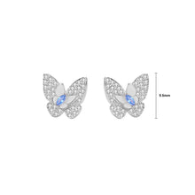 Load image into Gallery viewer, 925 Sterling Silver Simple Brilliant Butterfly Stud Earrings with Cubic Zirconia
