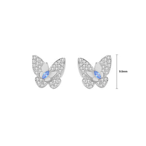 925 Sterling Silver Simple Brilliant Butterfly Stud Earrings with Cubic Zirconia