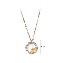 Load image into Gallery viewer, 925 Sterling Silver Plated Rose Gold Fashion Temperament Sunflower Geometric Round Mother-of-pearl Pendant with Cubic Zirconia and Necklace