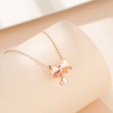 Load image into Gallery viewer, 925 Sterling Silver Plated Rose Gold Sweet and Lovely Ribbon Heart Pendant with Cubic Zirconia and Necklace
