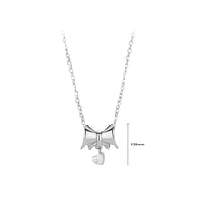 Load image into Gallery viewer, 925 Sterling Silver Sweet and Lovely Ribbon Heart Pendant with Cubic Zirconia and Necklace