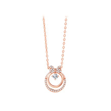 Load image into Gallery viewer, 925 Sterling Silver Plated Rose Gold Simple Sweet Ribbon Knot Ring Pendant with Cubic Zirconia and Necklace