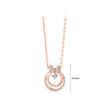 Load image into Gallery viewer, 925 Sterling Silver Plated Rose Gold Simple Sweet Ribbon Knot Ring Pendant with Cubic Zirconia and Necklace