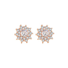 Load image into Gallery viewer, 925 Sterling Silver Plated Rose Gold Simple Brilliant Snowflake Stud Earrings with Cubic Zirconia