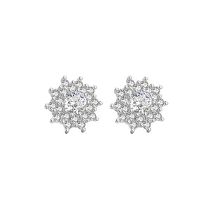 925 Sterling Silver Simple Brilliant Snowflake Stud Earrings with Cubic Zirconia