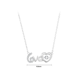 925 Sterling Silver Fashion Romantic Love Heart Pendant with Cubic Zirconia and Necklace