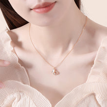 Load image into Gallery viewer, 925 Sterling Silver Plated Rose Gold Fashion Temperament Hollow Butterfly Mother-of-pearl Pendant with Cubic Zirconia and Necklace
